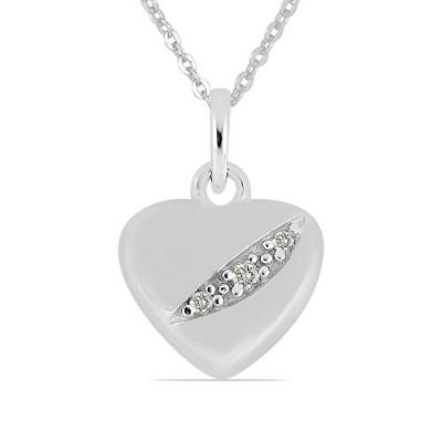 BUY WHITE DIAMOND DOUBLE CUT GEMSTONE HEART PENDANT IN 925 SILVER